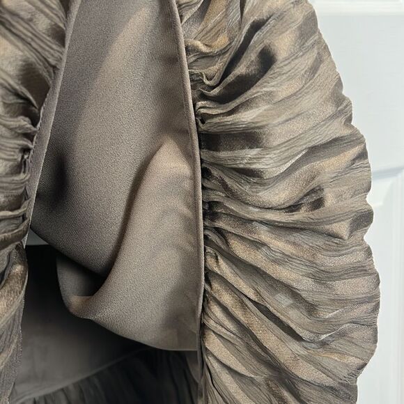 BCBG MAXAZRIA Silk Bronze/Brown Empire Waist Halter Dress Size 4 - Picture 5 of 15